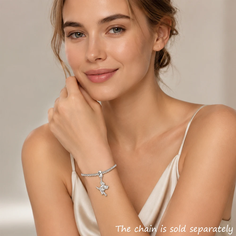 Fashion Witch Magic Broom Pendant Charm 925 Sterling Silver Female Lucky Jewelry For Women Gift
