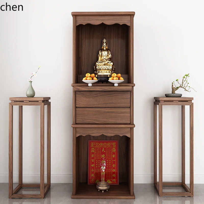 

HSN solid wood double-layer shrine cabinet Buddhist shrine Landlord Guanyin Buddhist God of Wealth shrine vertical cabinet