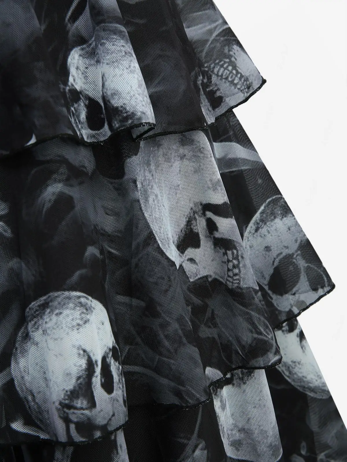 ROSEGAL Vestidos góticos para mujer de talla grande con estampado de humo y calavera ombré, vestido sin mangas asimétrico en capas con cordones de malla