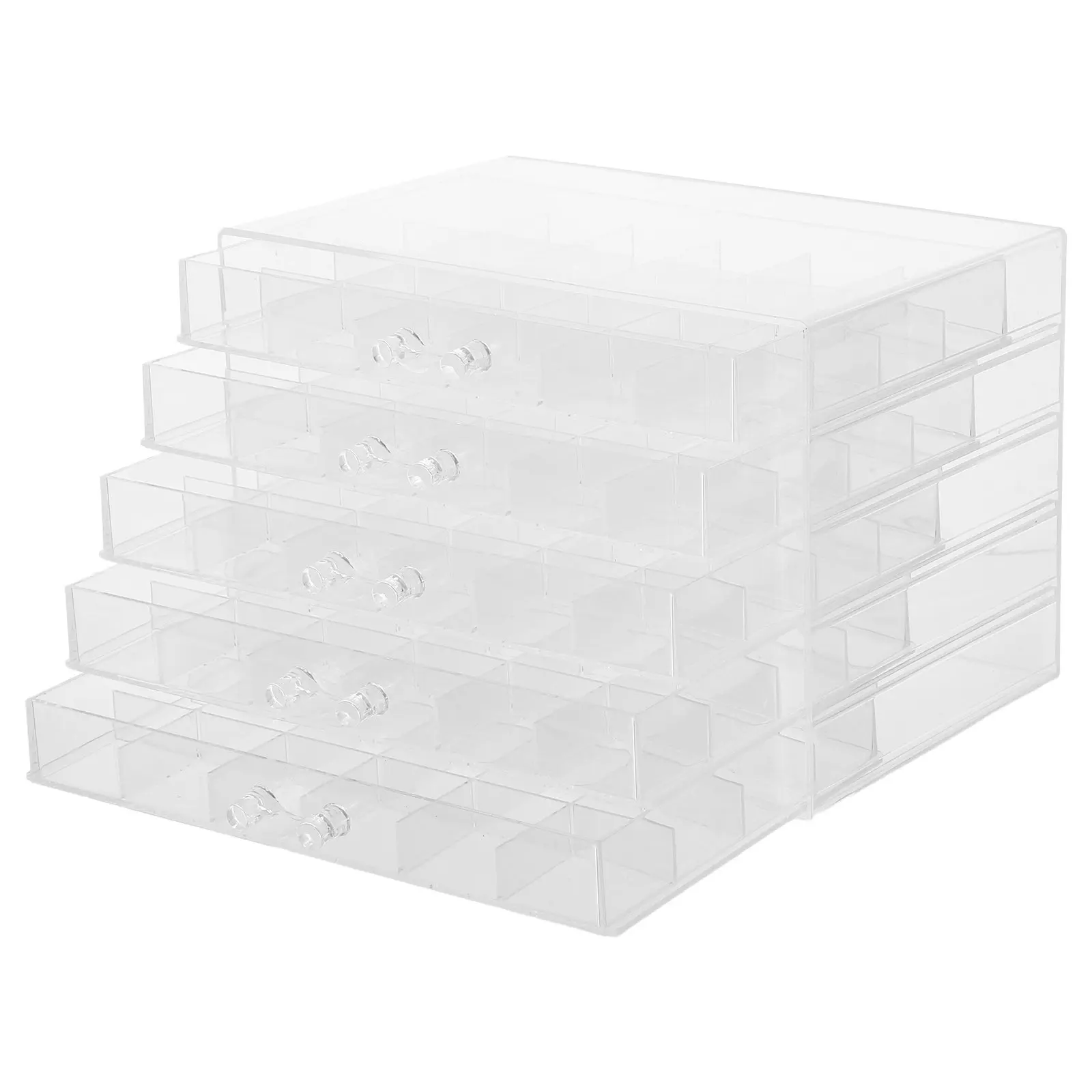 

Органайзер для сережек, акриловая коробка с 5 ящиками, 120 отделений, прозрачный контейнер для хранения украшений, витрина для сережек, колец, ожерелий