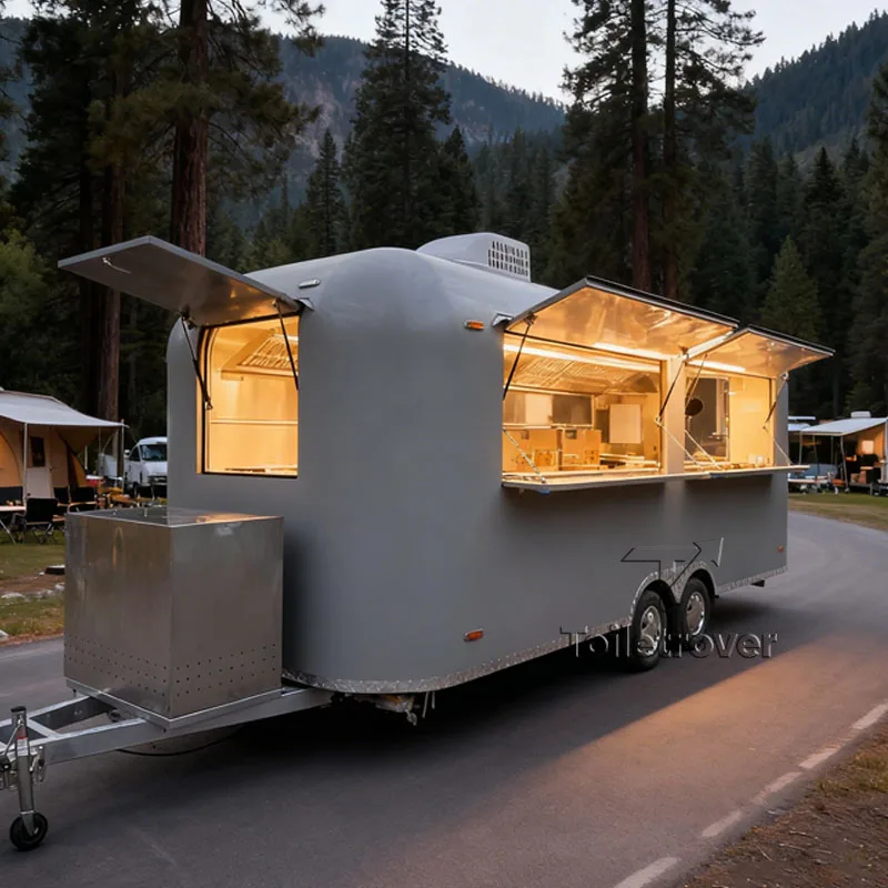 

Street Mobile Food Trailer Fully Equipped Hot Dog Burger Doner Kebab Fried Chicken Wood Fire Pizza Oven Trailer Food Truck