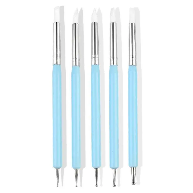 New 5Pcs Double Head Silicone Carving Pen DIY Ceramic Tool Clay Soft Clay Plastic Knife Carving Pen Nail Tool Drilling Pen Set