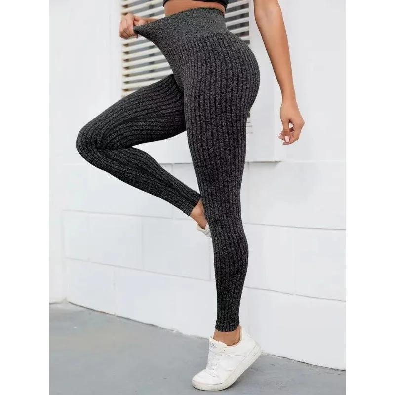 Women'S Slim Fitness Push Up Sport Legging Ladies High Waist Yoga Tights Workout Pants Casual Gym Wear Rib Screw Running Pants