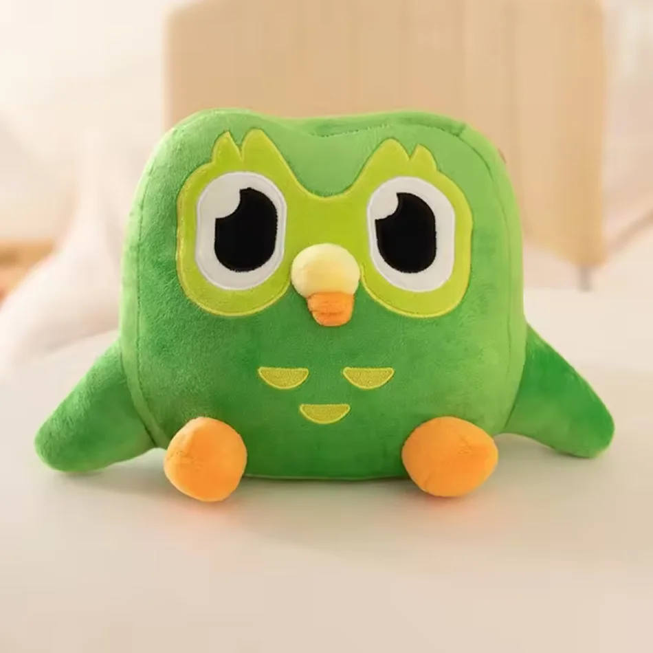 In Stock Duolingo Cute Green Duolingo Cartoon Eagle Plush Toy Children Companion Toy Birthday Gift