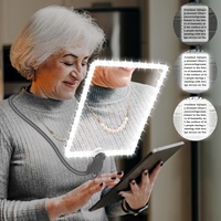 Large 10X Rechargeable Magnifying Glass with LED - Full Page for Reading/Repair - Flexible Gooseneck for Low Vision