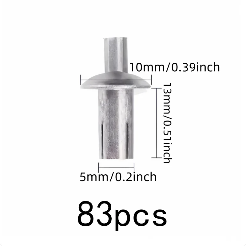 No Special Tools Required Blind Hammer Rivets, 83 pcs 5*13mm, Home Repair Fixing, Universal Use, Multipurpose