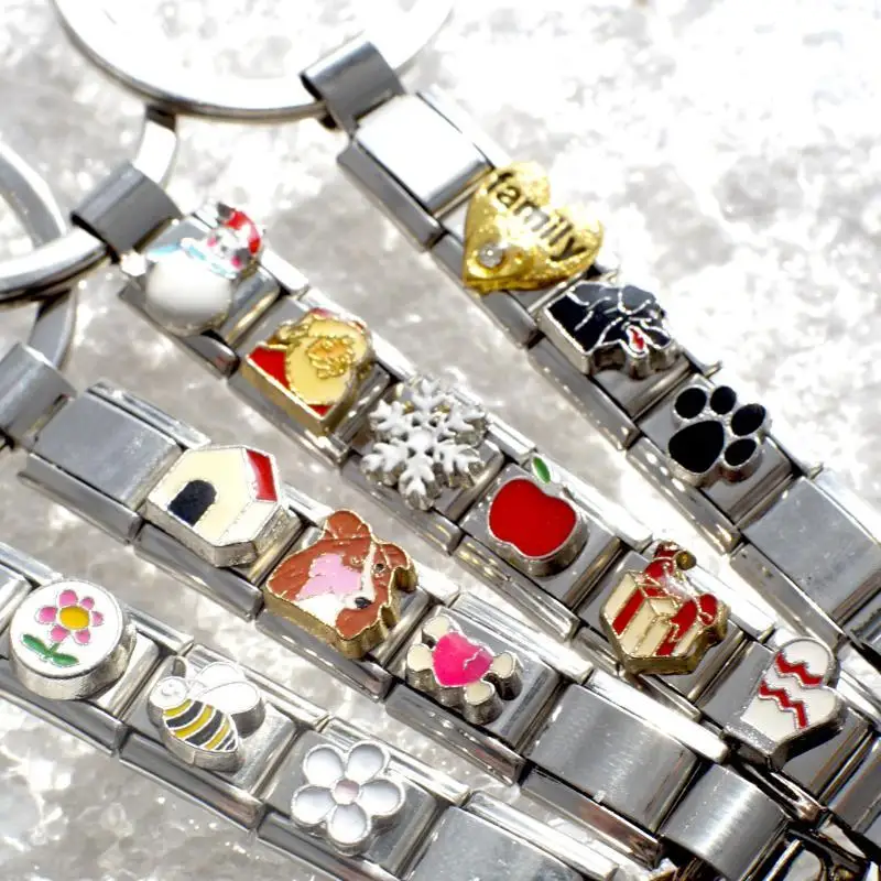 【W】Schleifen-Schmetterling-Stern-Modul-Armband-Schlüsselanhänger-Taschen-Schlüsselanhänger, personalisierter Schlüsselring, italienischer Charm, DIY-Schmuckherstellung, Geschenke – Detail 1