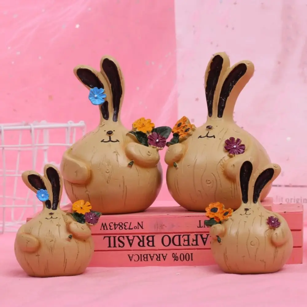 

2Pcs Kawaii Fat Rabbit Ornament Mini Durable Bunny Garden Sculpture Creative Handmade Garden Animal Statue Children