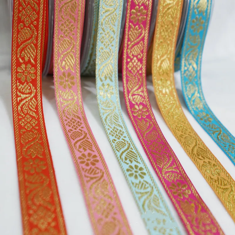 1 Yards Flower Ribbon Jacquard Decoration Stripe Ethnic Webbing DIY Trim