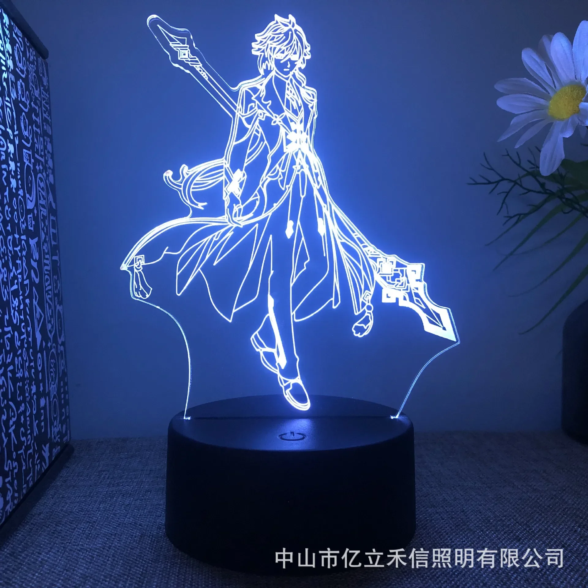 Genshin Impact Game Figure Acrylic Board Luminous Base for Kid Night Light Anime Led 3D Lamp Christmas Decor Gift Raiden Shogun