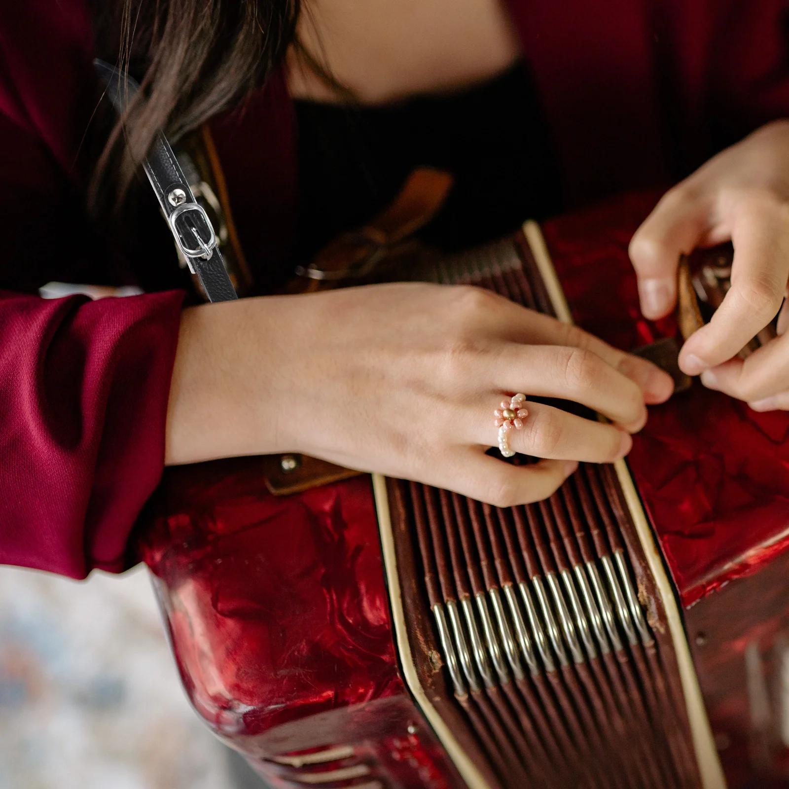 

1 set 1 Set Adjustable Accordion Strap Portable Universal Musical Instrument Lanyard Durable Pu Replacement Part For Kids Adults