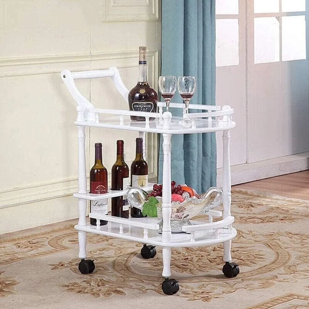 

Bar Serving Carts Business Restaurant Wine Cart, Serving Trolley Kitchen Trolley Bar Cart Double-Layer Solid Wood Dining Trolley