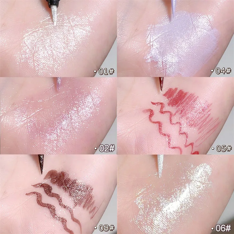 アイライナーペンは目を明るくします 2 in 1、超極細、光沢のある、高光沢のパールアイライナー、自然で長持ちします