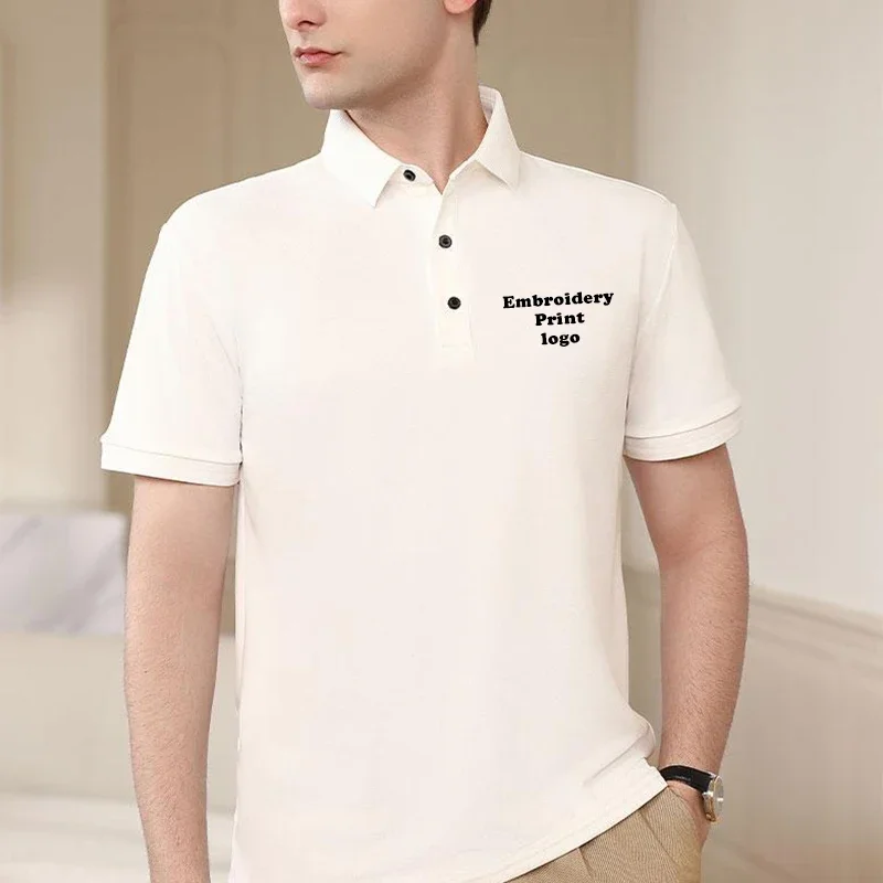 Customized LOGO Polo Shirt Men Summer Shorts Sleeve Polo man Luxury Men`S Tee Shirt Print LOGO LS-2407