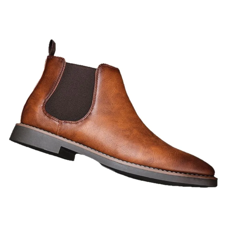 

39~47 Men Chelsea Boots Brand Retro Comfortable PU Leather Ankle Boots Men 2025 Fashion Black Brown Mens Boots