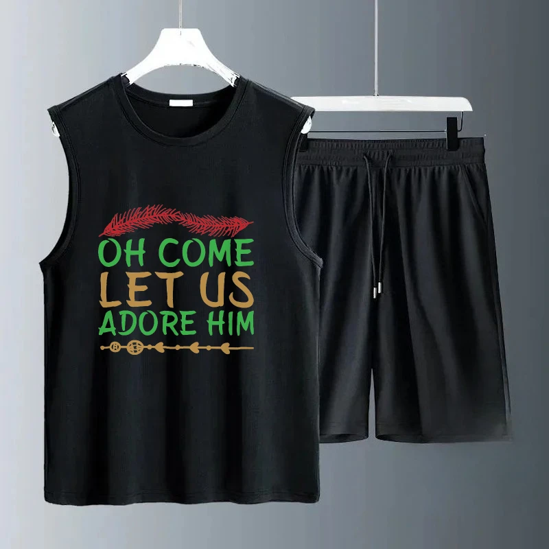 

2025 Casual Thin Men Set with Vest Lightweight Summer Outfit Breathable Fabric Comfort Fit Fashion Sports T-shirts+shorts sets