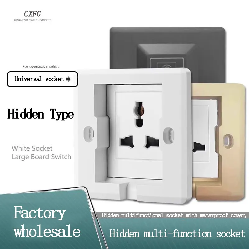 86 Type Wall Hidden British Standard Socket Embedded 13A Universal 3-hole Socket With Protective Cover Waterproof Socket