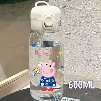 Pro lahve s brčkem Peppa Pig 600/400ML na pití George Pig dětská průhledná láhev na vodu proti ukapávání z PC materiálu 10 nejlepší prodej vodní bullet - №4