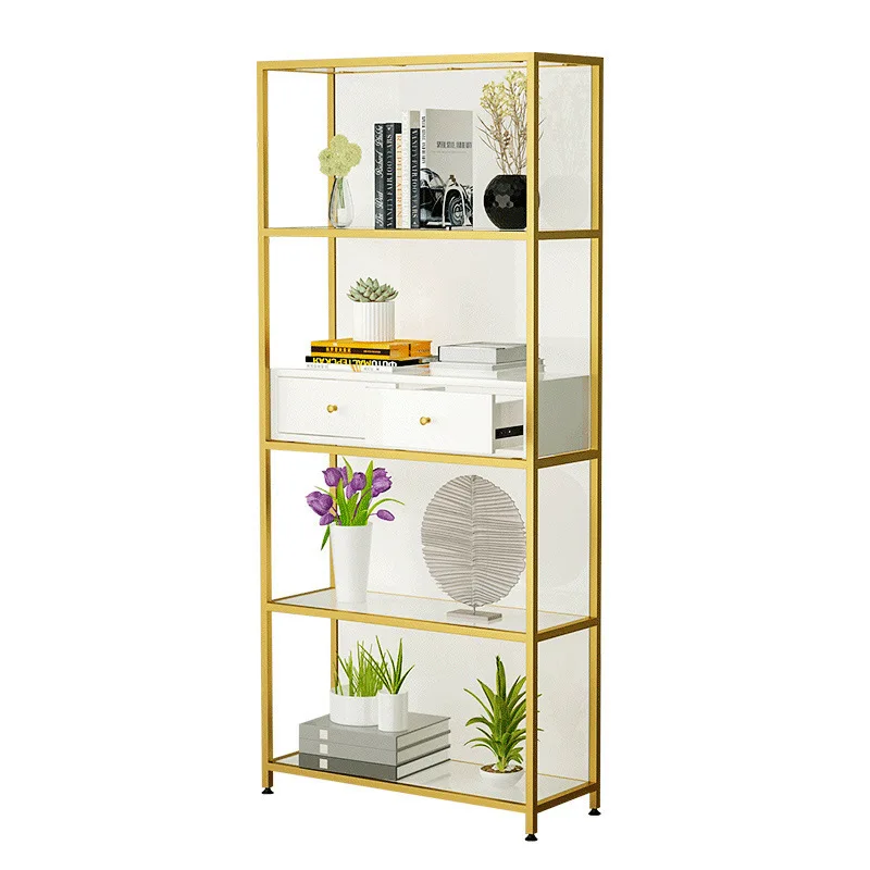 

Простая многоярусная книжная полка, настенная полка для домашнего кабинета с выдвижным ящиком, стеллаж для хранения вещей в студии