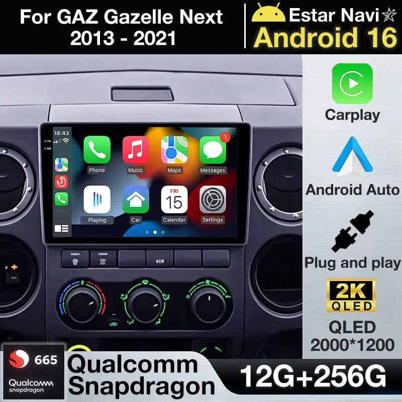 Android 16 Wireless Carplay Auto For GAZ Gazelle Next 2013 - 2021 Car Radio GPS Multimedia Video Player DSP 4G Navigation Stereo