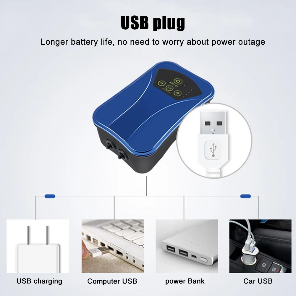 Luchtcompressor Luchtpomp Zuurstofpomp Oplaadbare luchtpomp AC / Pomp Draagbare USB of oplaadbare zuurstofcompressor voor tweeërlei gebruik
