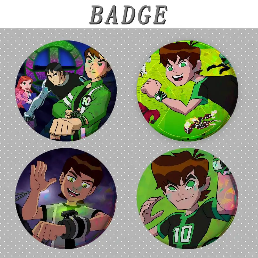 B-Ben 10 Badges Round Brooch Cute Cartoon Idol Cosplay Badges DIY Backpack Clothing Jewelry Pins