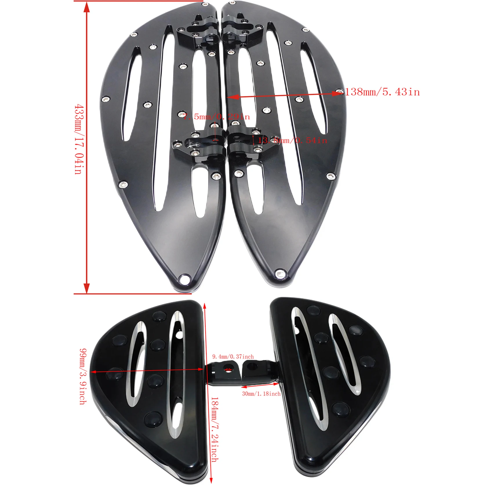Motorcycle Driver Front Floorboard Passenger Rear Footpeg Black Footrest Pedal For Harley Touring Softail FL Dyna FLD Sportster