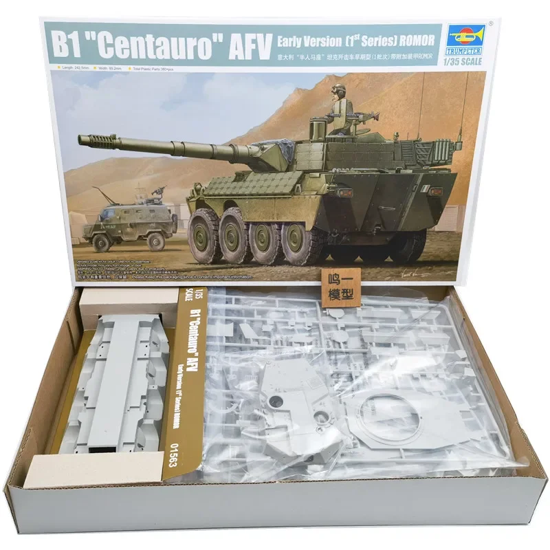 Trumpeter 01563 1/35 Scale Model Italian Centaur Tank Destroyer Early Type 1 with Additional Armor for Military Model Hobby DIY