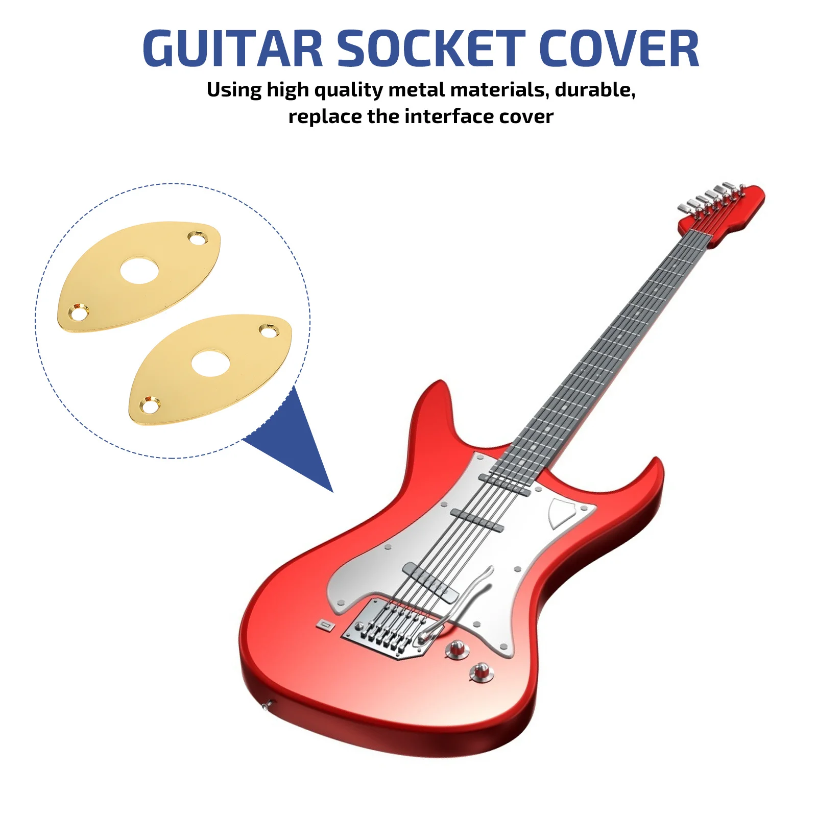 

2 pcs Jack Cover Zinc Alloy Electric Guitar Output Plug Cover Durable Replacement For Bass Guitar Cat Eye Shape Outer Pad Long