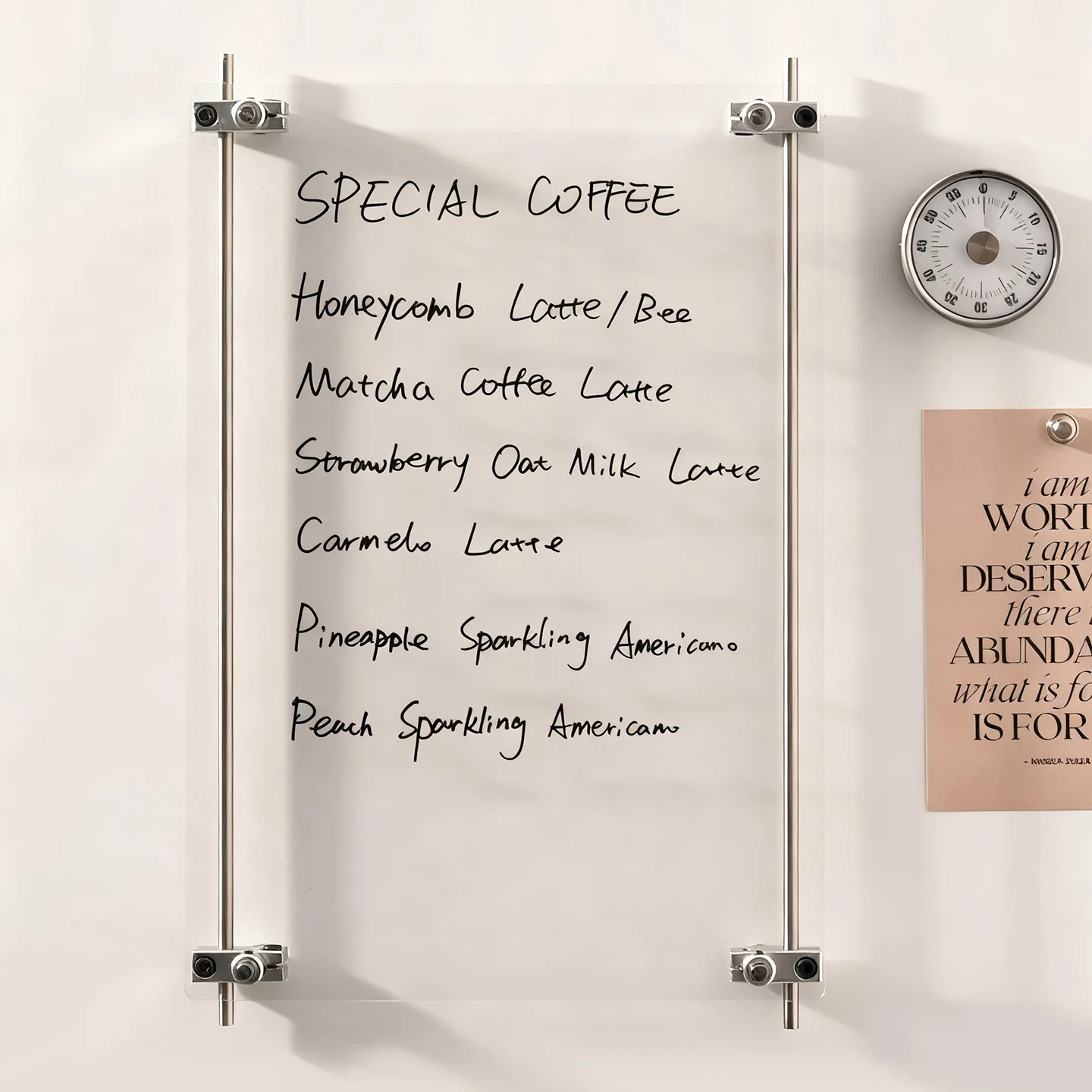 Simple acrylic magnetic message board, refrigerator sticker, menu rack, note board, erasable wall hanging