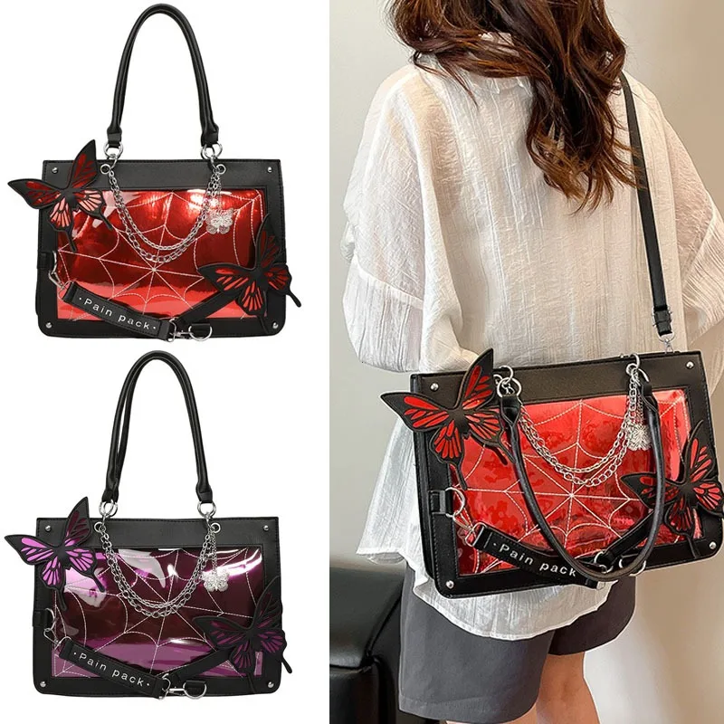 

Sweet Y2k Lolita Butterfly Chain Shoulder Bags Trendy Gothic Harajuku Ita Bag Japanese Chic Women Transparent Handbags Crossbody