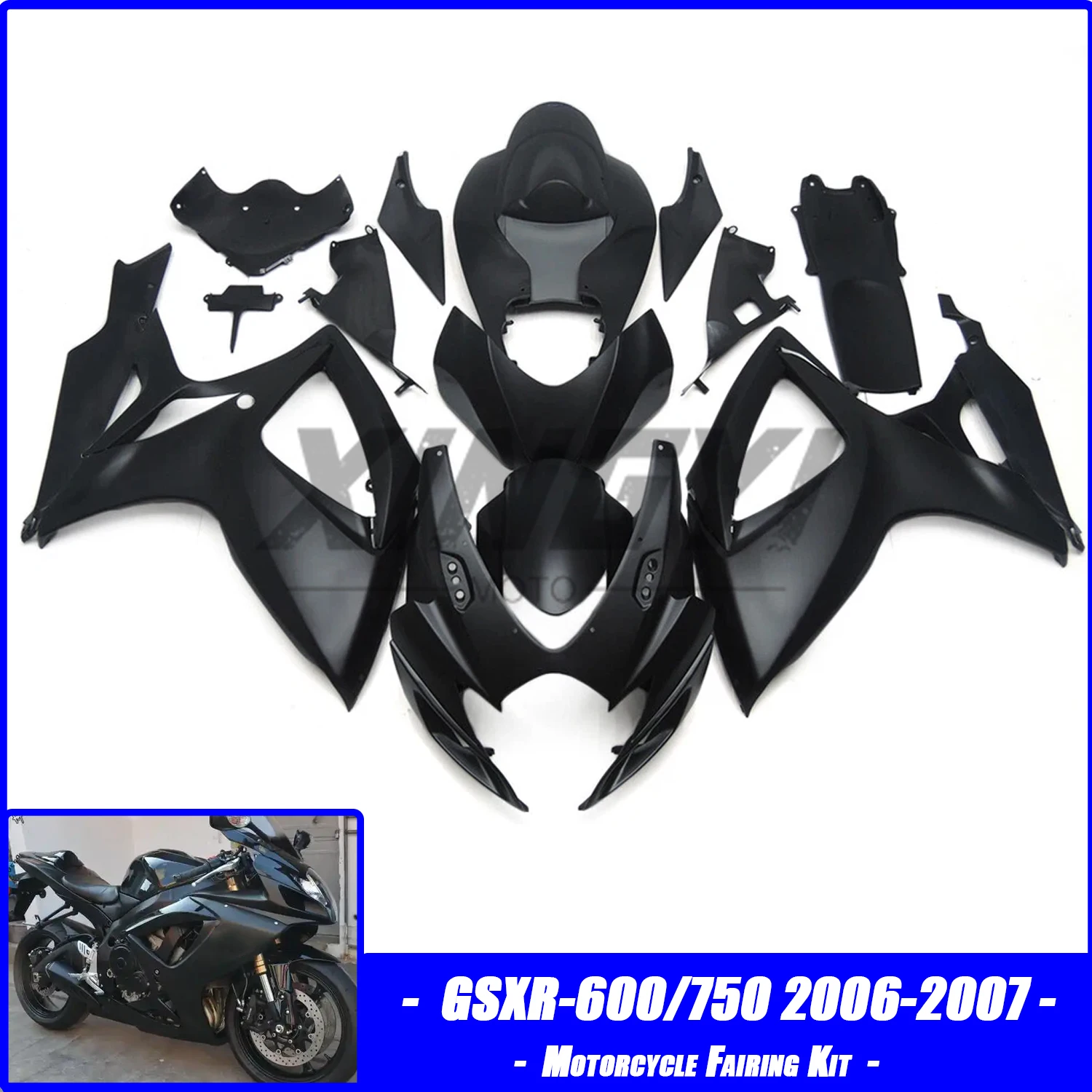 Motorcycle Plastics Fairing Kit Injection mold Bodywork Panel kit Fit for Suzuki GSXR-600 GSXR-750 2006 2007 K6 Matte Black
