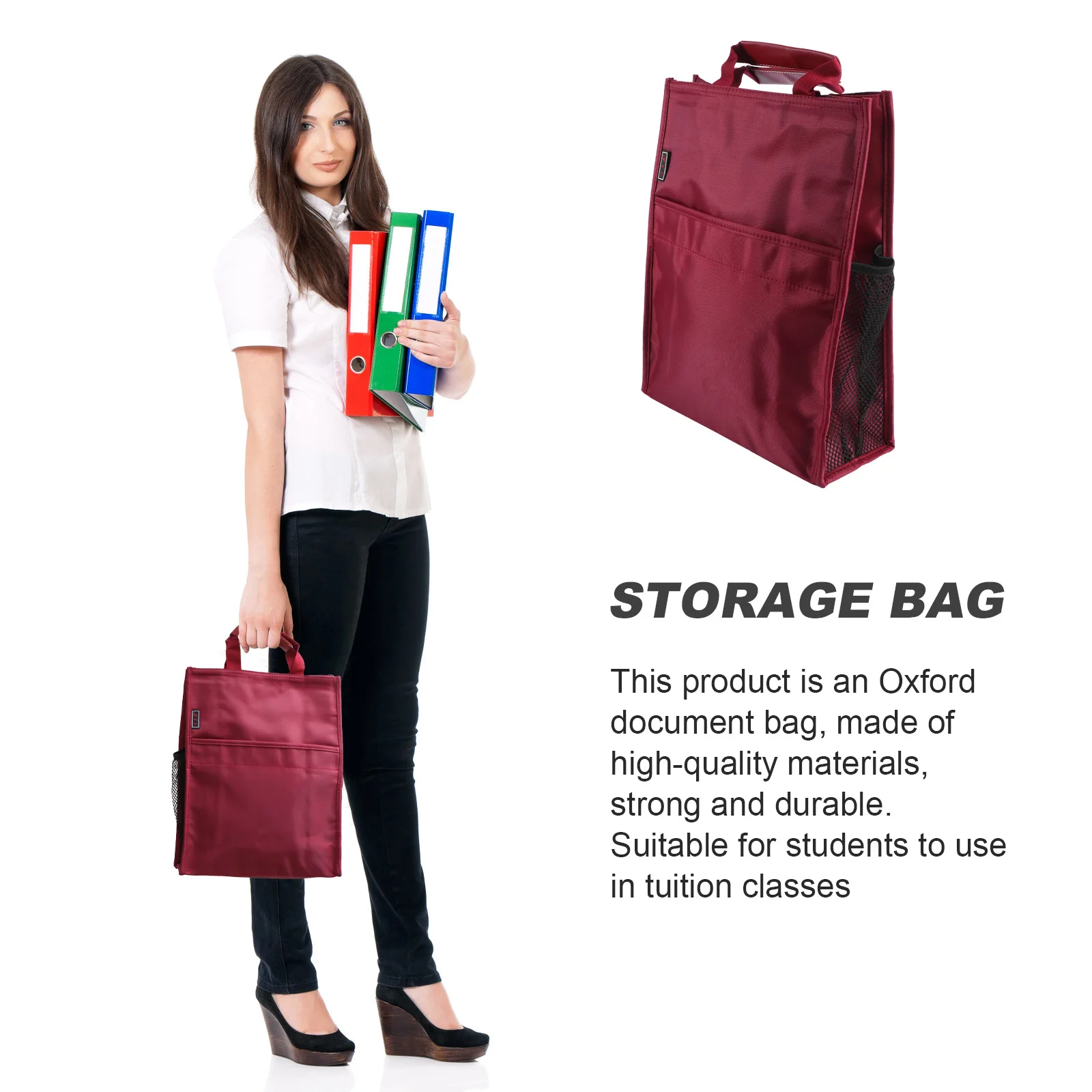 

Oxford Document Bag Zipper Closure Handle Large Storage for School Work Files Students Teachers Accountants