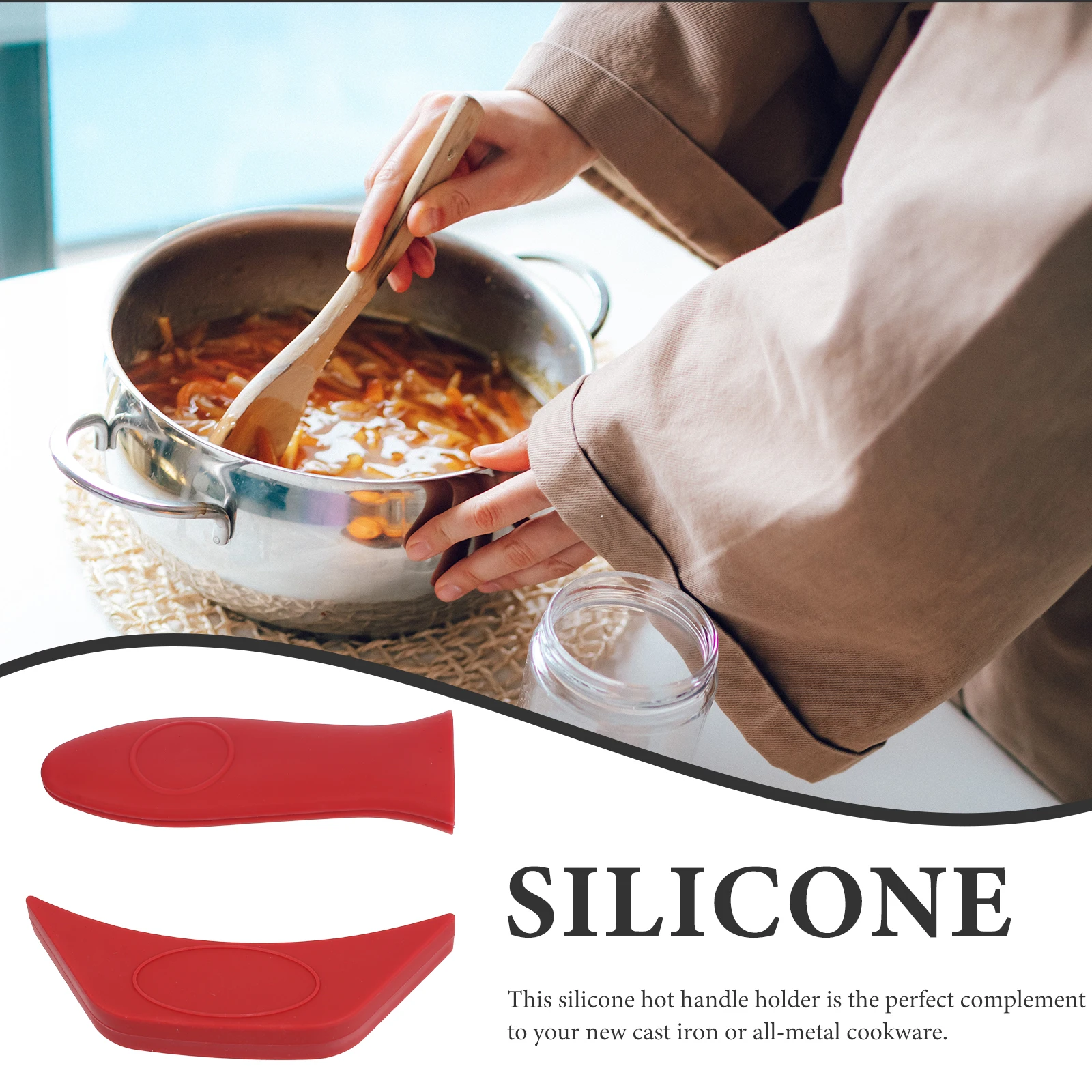 

2Pcs Silicone Hot Handle Covers Stain Resistant Non-Slip Pot Holder Sleeves Removable Heat Resistant Pan Handle Grips Kitchen