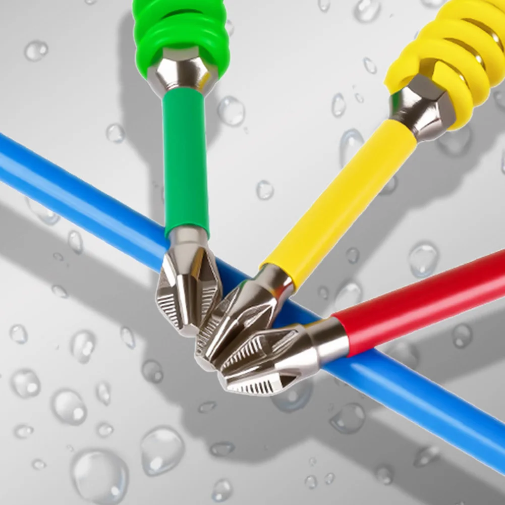 Spring Screwdriver Bit Set With Anti-Slip Grip And Flexible Mechanism, Compatible With 6.35mm Electric Drill Carbide Tips