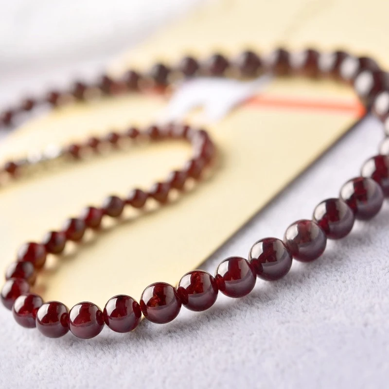 

Wine Red Garnet Women Zodiac Year Short Style Minimalist Clavicle Chain Sweater Chain Tower Chain Pendant