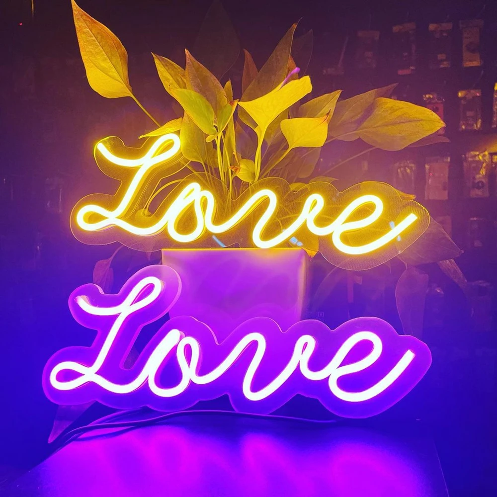 Love Neon Signs, Acrylic Lamp, Letter Bulb for Room, Home Decor, Party, Wedding, Wall Art, LED Neon Light, Valentine's Day Gift