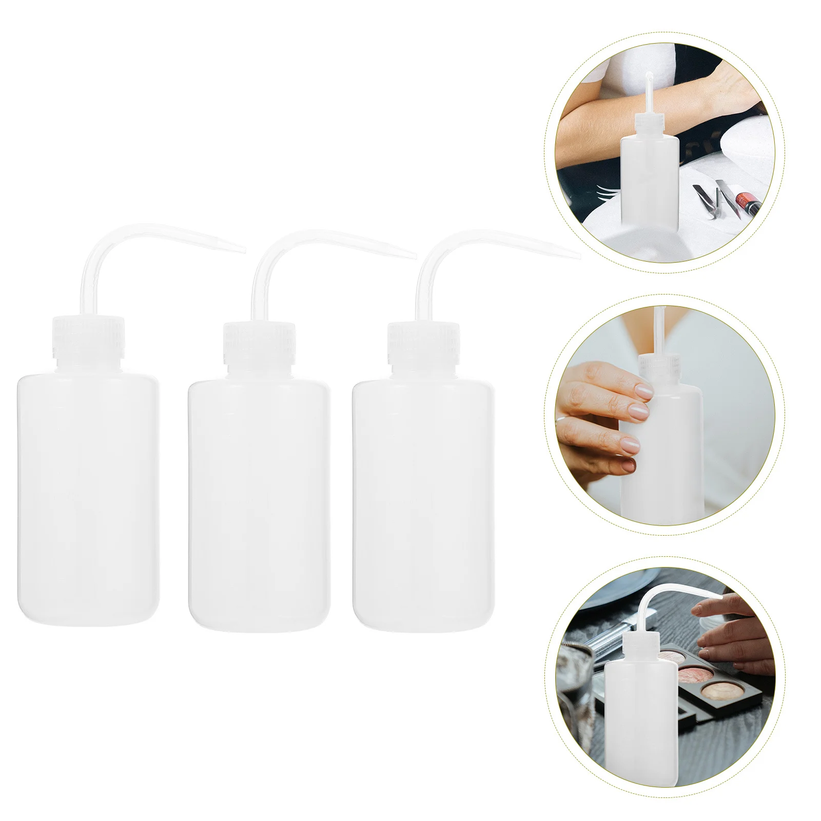 3 قطع من زجاجات الضغط البلاستيكية المقاومة للتسرب، تصميم منحني سهل الضغط، زجاجة غسيل فارغة، تنظيف دقيق للوشم