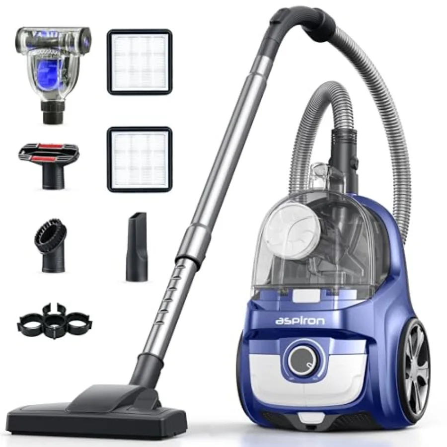 

Canister Vacuum, Upgraded 1600W Bagl Canister Vacuum Cleaner, Auto Cord Rewind, H13 HEPA Filter, 4Qt Large Capacity, 5 Tools fo