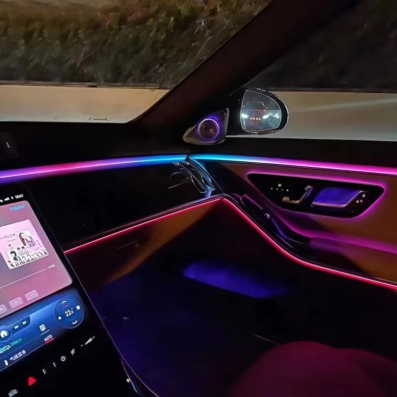 Premium Car Interior Speakers 4D Rotating Tweeter Speaker 64 Color LED Ambient Light for S ClassW223