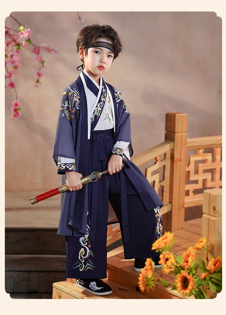 Kids New Year Clothes Ancient Bookboy Student Dress Boy Party Perform Photography Robe Traditional Costume Chinese School Clothe