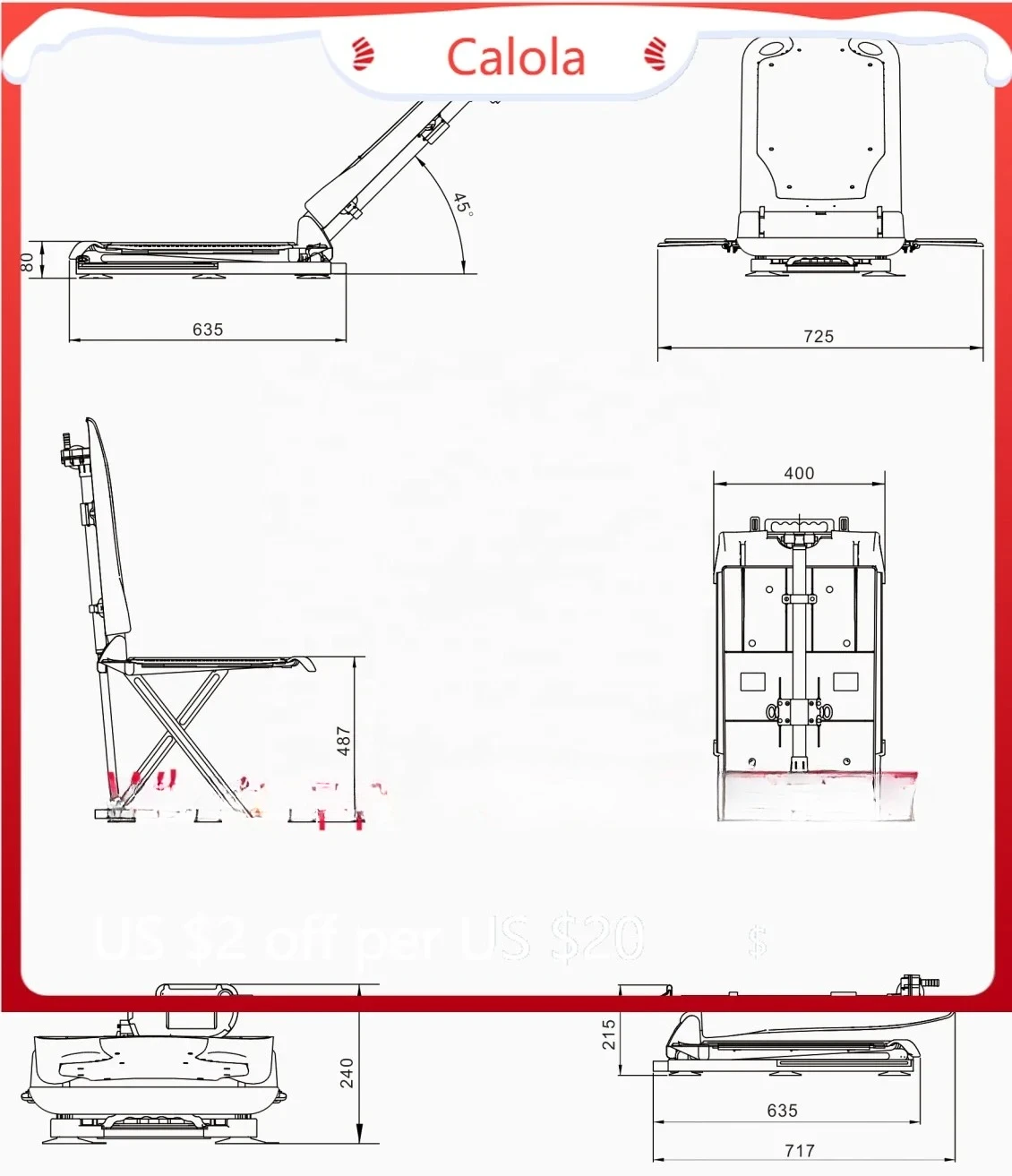 Comfortable Portable Rehabilitation Equipment Electric Adjustable Collapsible Shower Chair