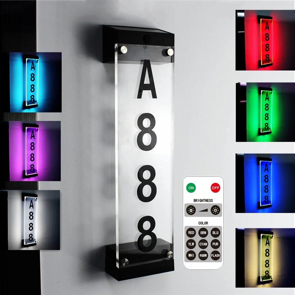 solar powered address sign light house number lamp impermeavel rgb color cores com estacas para rua quintal casa 01