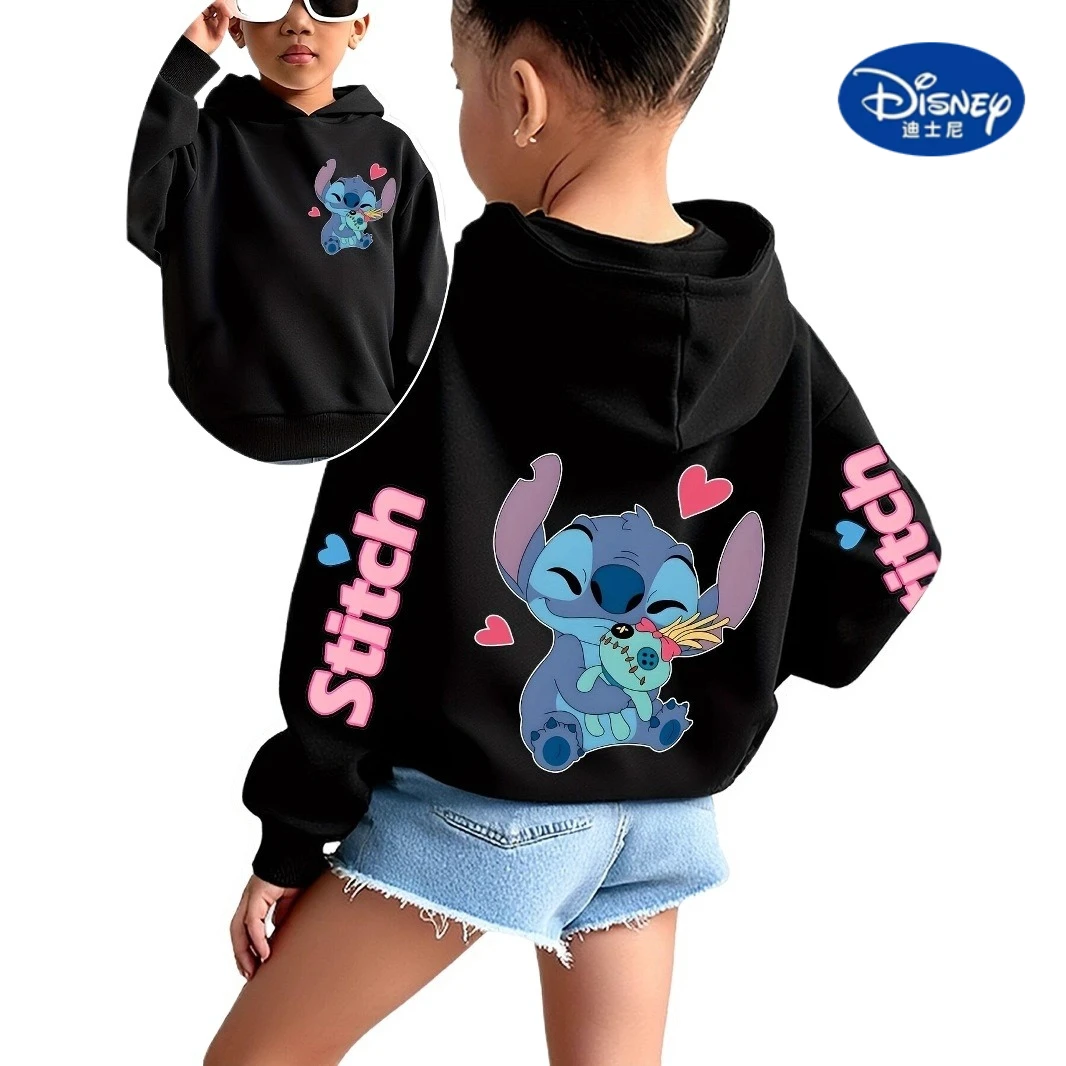 

Детская толстовка с капюшоном Disney Stitch | Толстовка с мультяшным принтом, повседневный топ с длинными рукавами