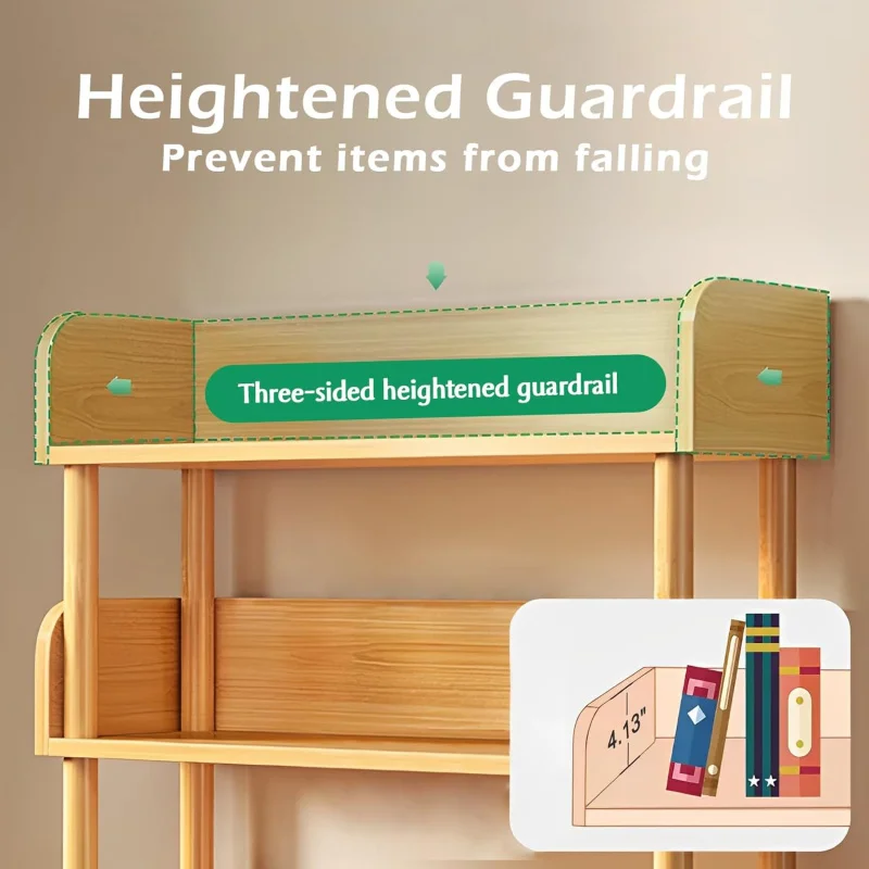 5-Tier Wooden Open Bookcase - Modern Display Bookshelf with Top and Solid Wood Frame Home and Office, Storage Cabin