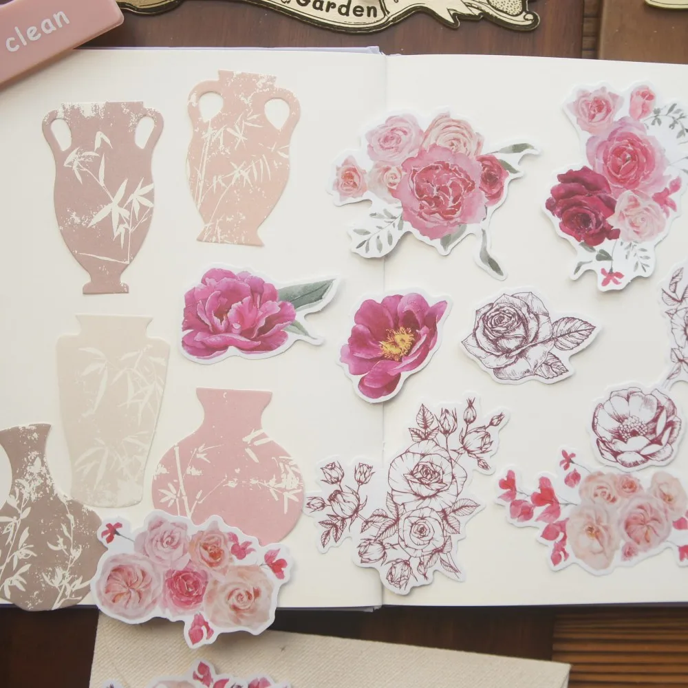 

25pcs Flower Arrangement Art Vase Style Paper Sticker Tag Set Scrapbooking DIY Gift Decoration
