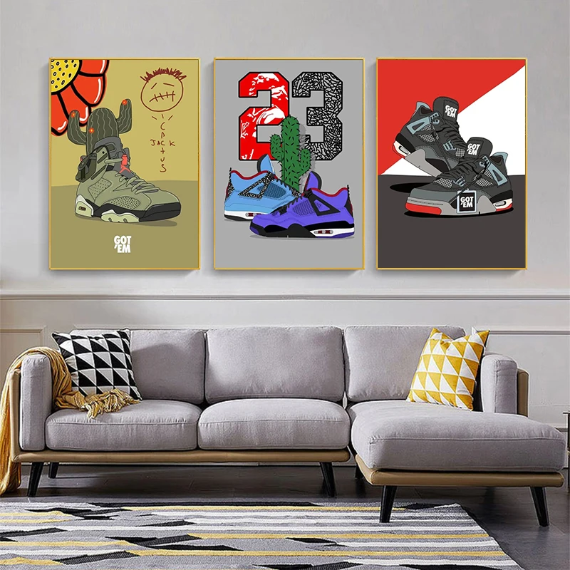 Abstract Graffiti Art Sports Shoes Posters and Prints Canvas Painting Nordic Wall Art Pictures for Boys' Room Home Decoration