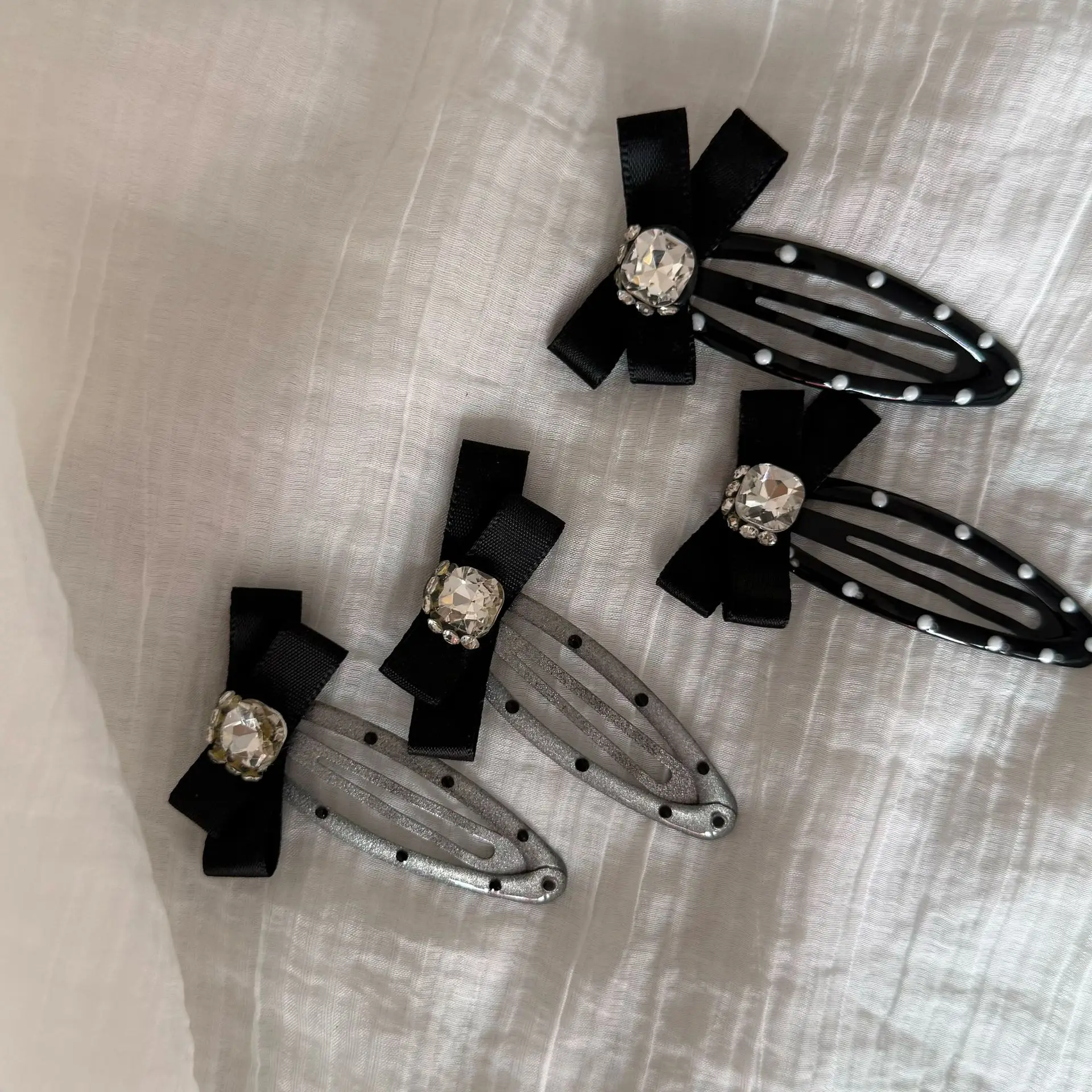 Hair Clip Bow Polka Dot Cute Women Non Slip Bangs Side Holder Elegant Resin Black White Lightweight Daily Office Party