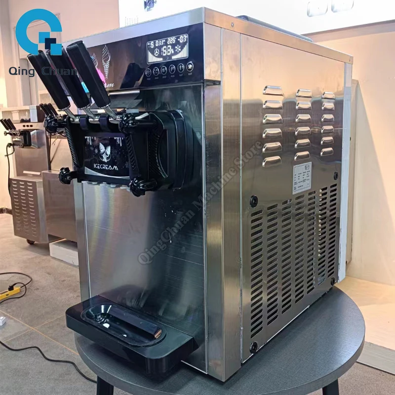 Macchina per gelato soft commerciale 1800W 18-22 litri per ora Tramoggia 2x4,5 litri 3 gusti