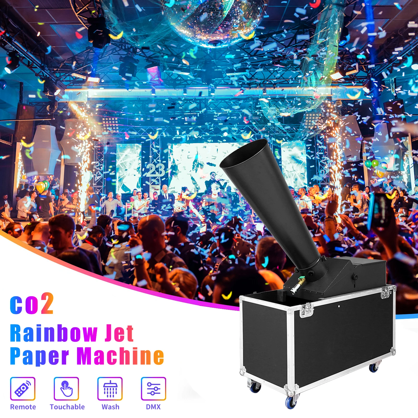 Small manual control stage CO2 confetti machine Color paper spray cannon Dry ice effect confetti cannon
